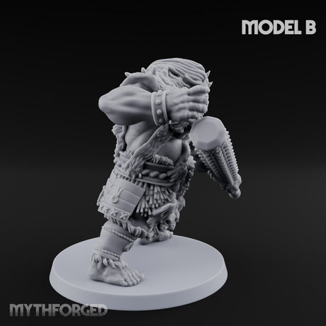 Club Swinging Brutish Ogre B Miniature for Dungeons and Dragons, Pathfinder or other TTRPGs