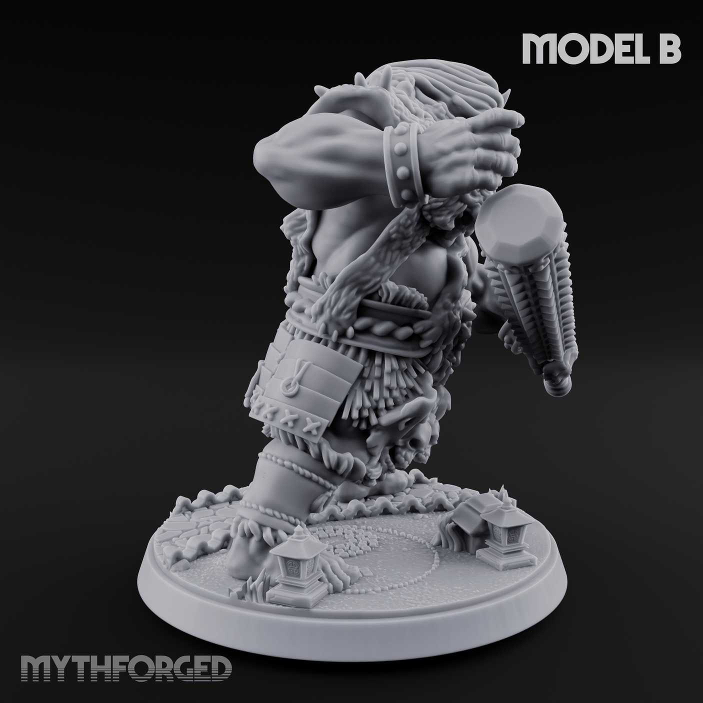 Shouldering The Cudgel Oni Brutes B Miniature for Dungeons and Dragons, Pathfinder or other TTRPGs
