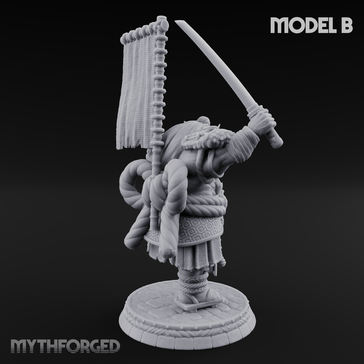 Turned Townsfolk Oni Fighters B Miniature for Dungeons and Dragons, Pathfinder or other TTRPGs