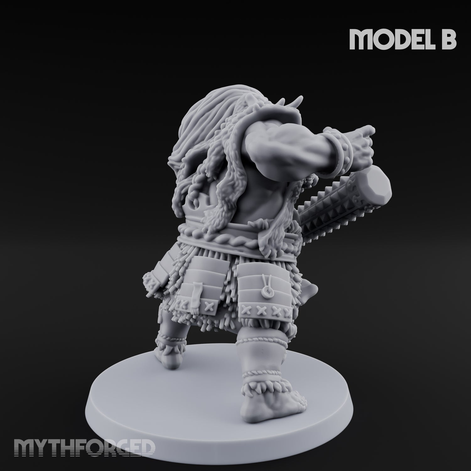 Club Swinging Brutish Ogre B Miniature for Dungeons and Dragons, Pathfinder or other TTRPGs