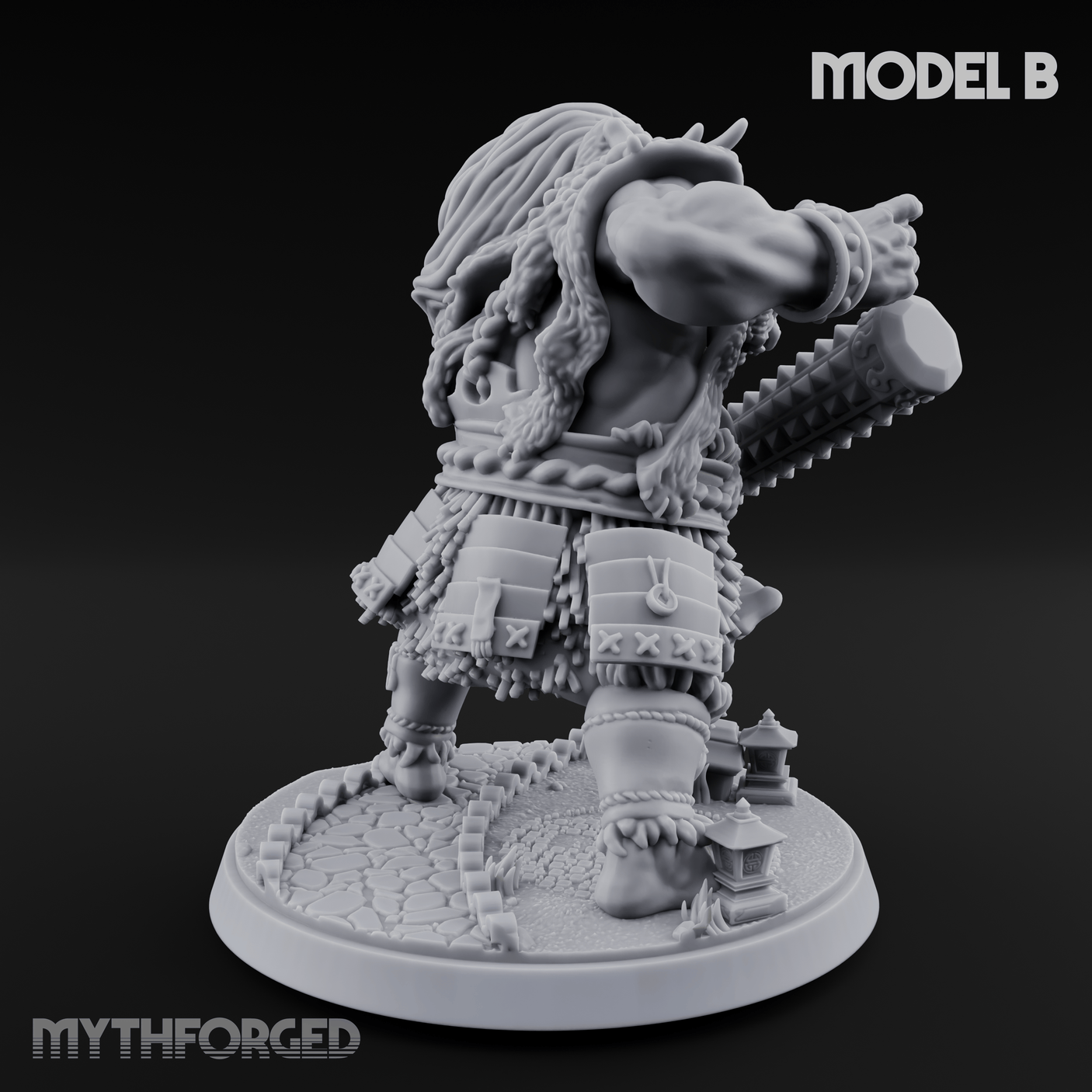 Shouldering The Cudgel Oni Brutes B Miniature for Dungeons and Dragons, Pathfinder or other TTRPGs