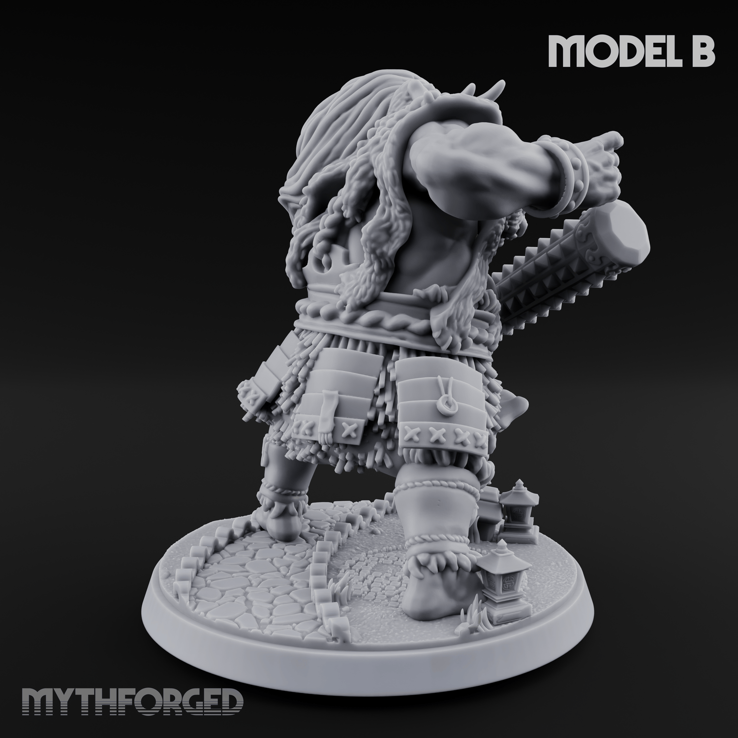 Shouldering The Cudgel Oni Brutes B Miniature for Dungeons and Dragons, Pathfinder or other TTRPGs