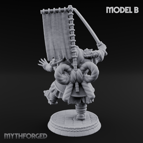 Turned Townsfolk Oni Fighters B Miniature for Dungeons and Dragons, Pathfinder or other TTRPGs