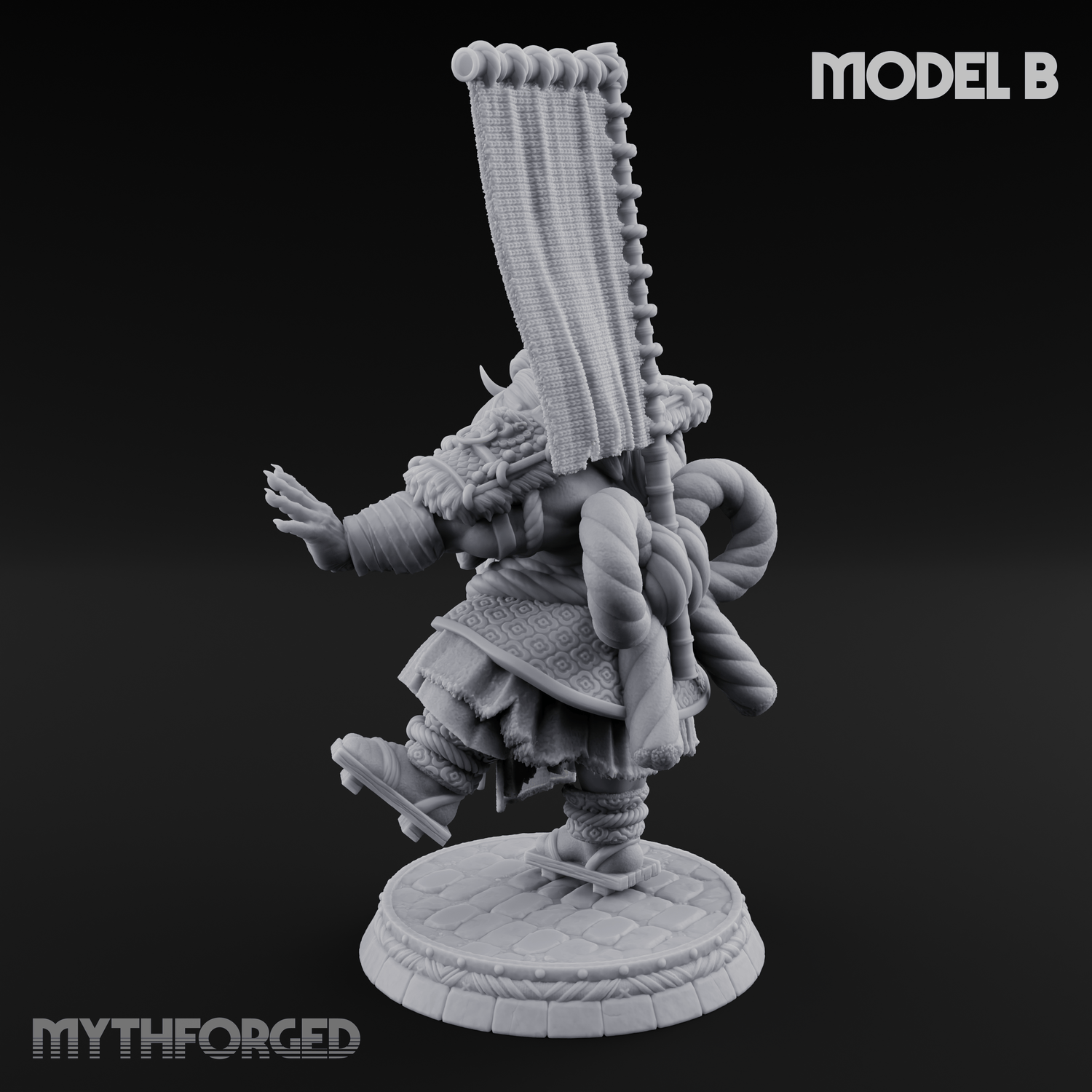 Turned Townsfolk Oni Fighters B Miniature for Dungeons and Dragons, Pathfinder or other TTRPGs