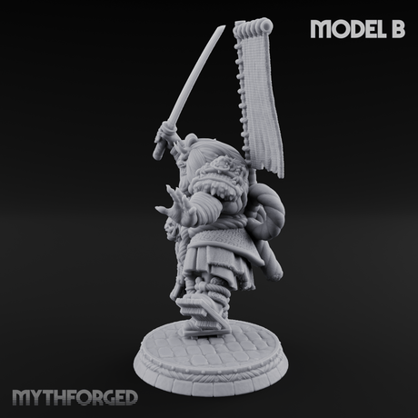 Turned Townsfolk Oni Fighters B Miniature for Dungeons and Dragons, Pathfinder or other TTRPGs