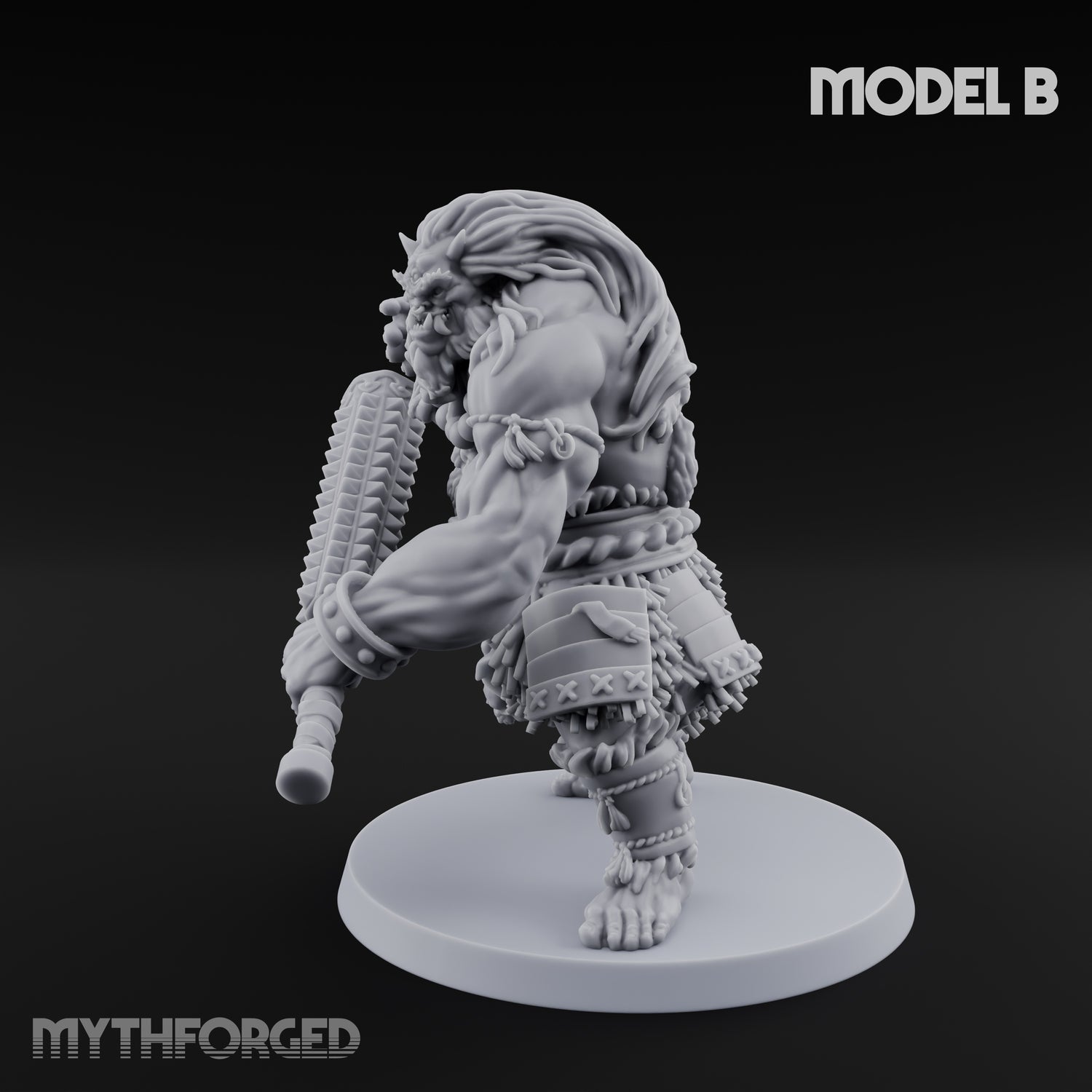 Club Swinging Brutish Ogre B Miniature for Dungeons and Dragons, Pathfinder or other TTRPGs