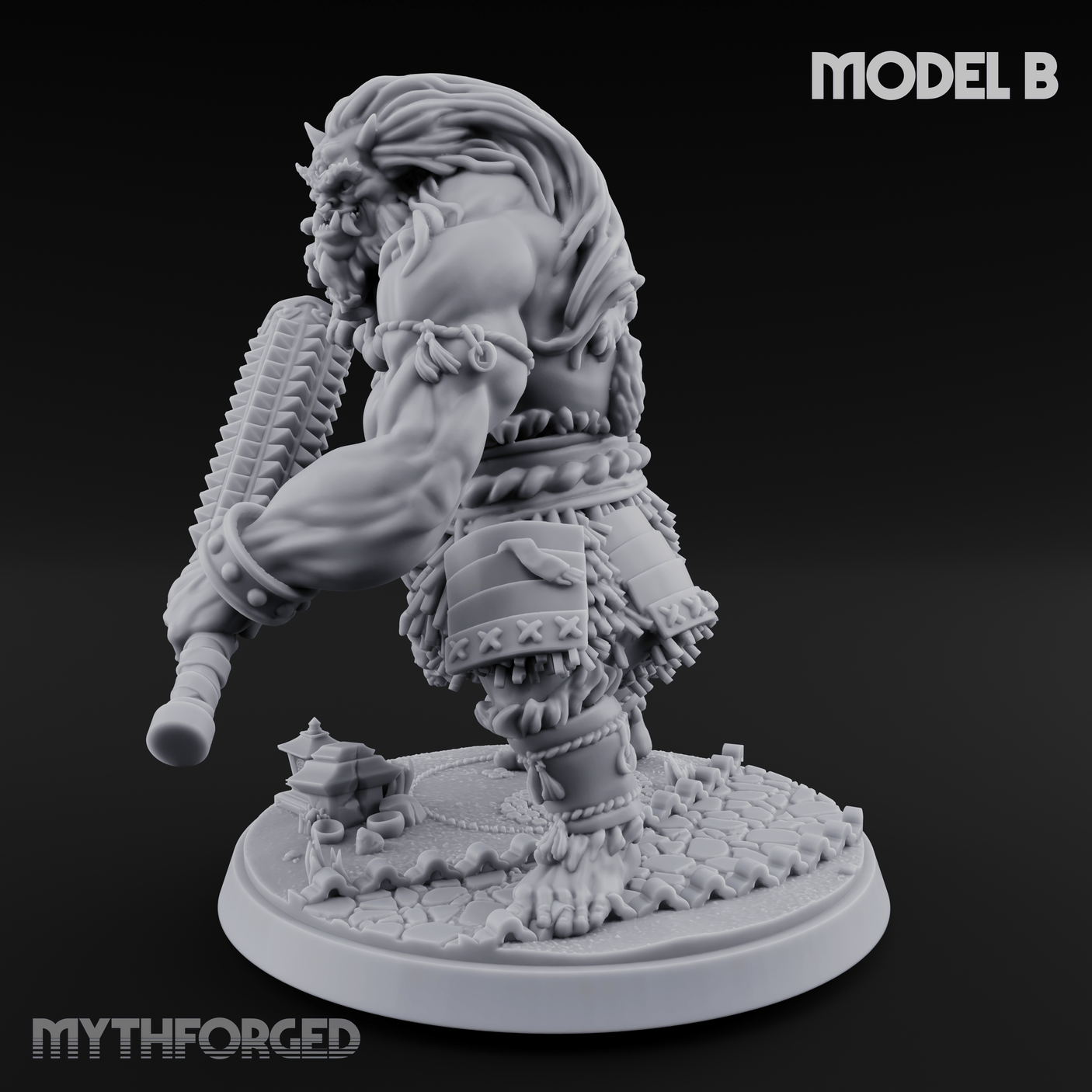Shouldering The Cudgel Oni Brutes B Miniature for Dungeons and Dragons, Pathfinder or other TTRPGs