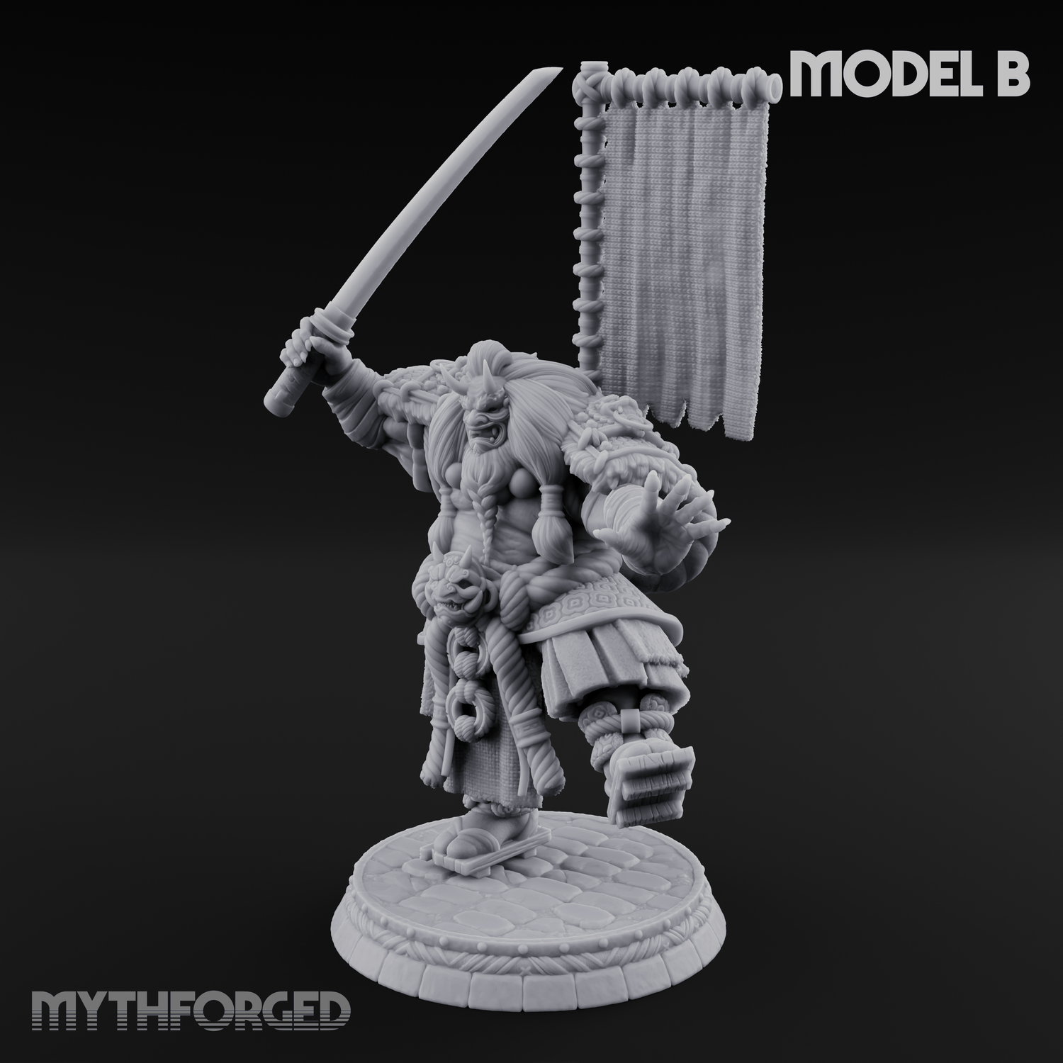 Turned Townsfolk Oni Fighters B Miniature for Dungeons and Dragons, Pathfinder or other TTRPGs