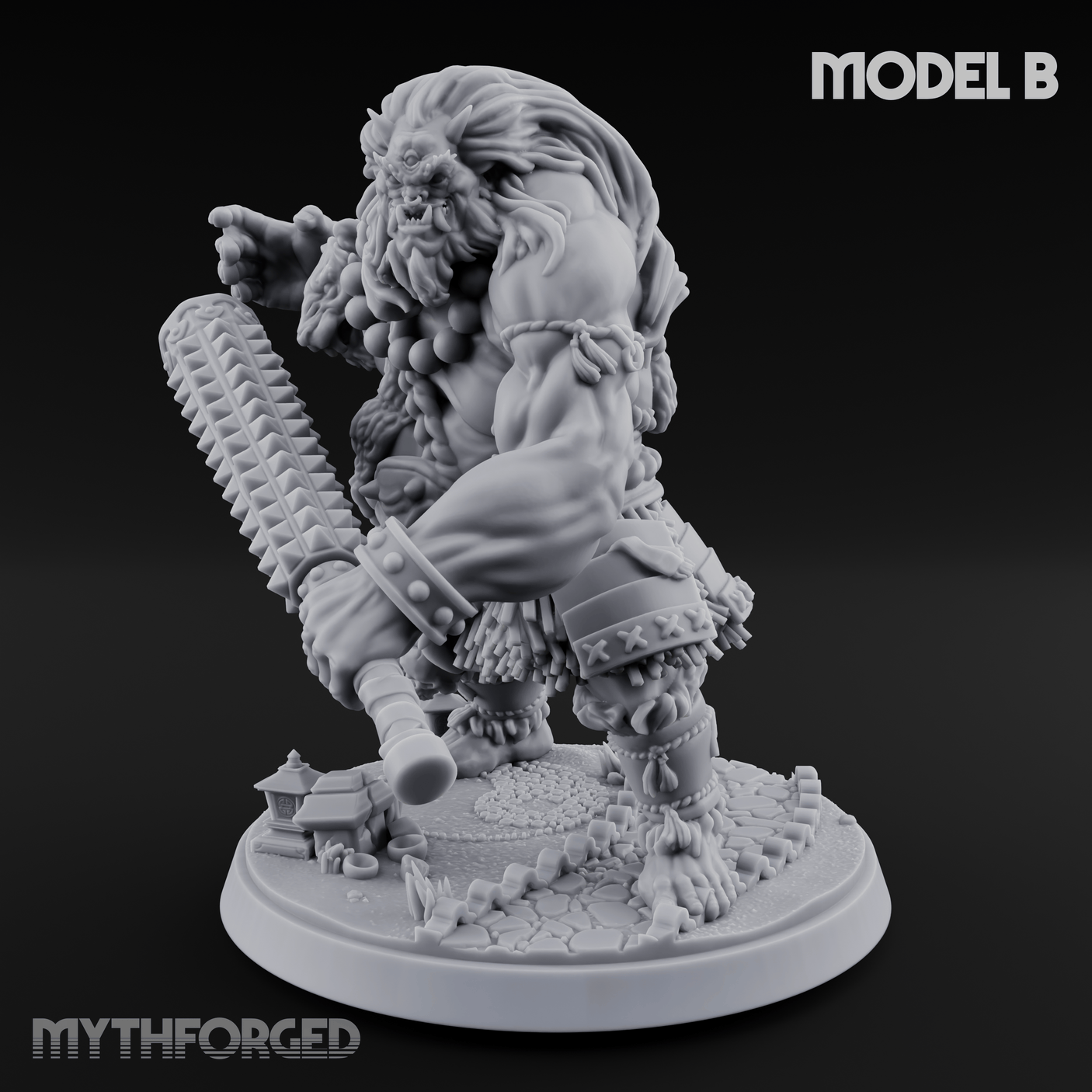Shouldering The Cudgel Oni Brutes B Miniature for Dungeons and Dragons, Pathfinder or other TTRPGs