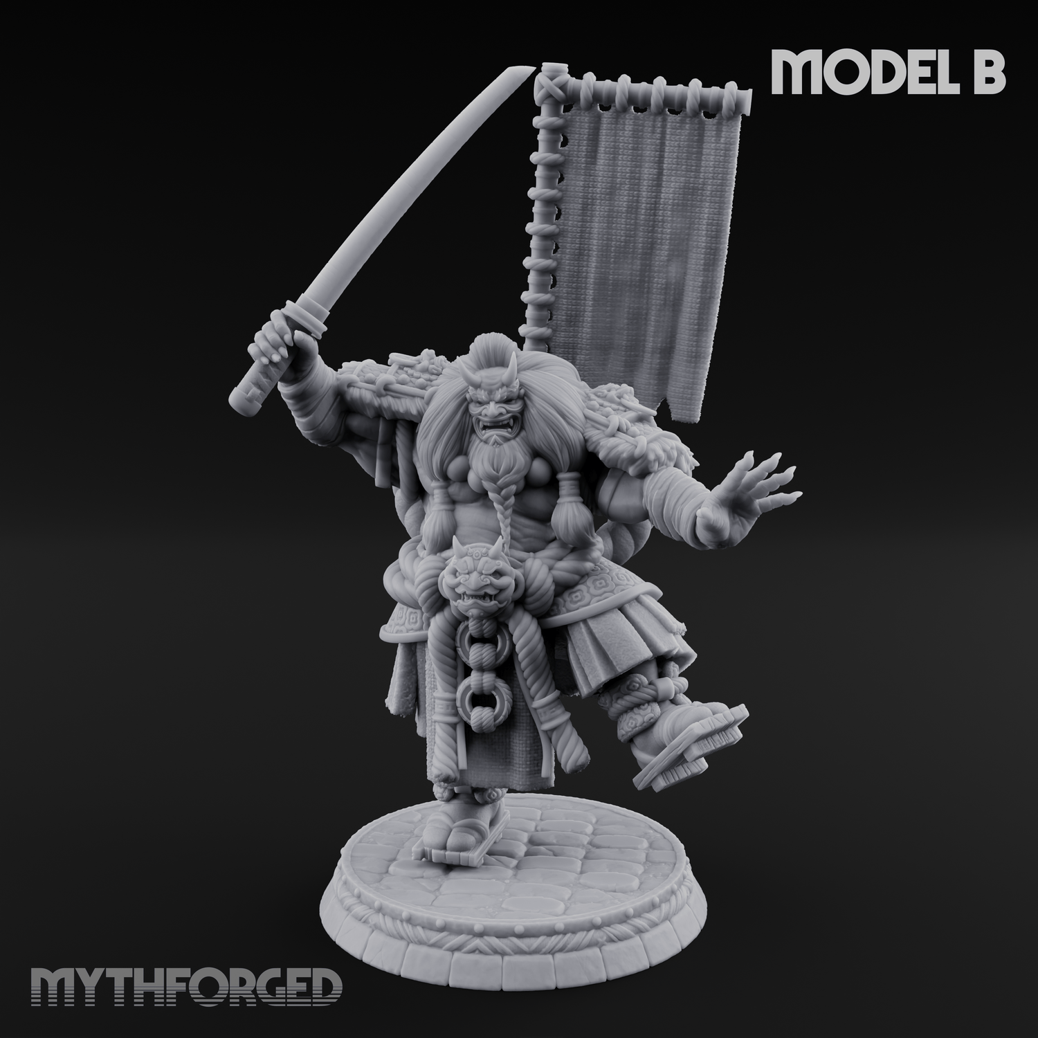 Turned Townsfolk Oni Fighters B Miniature for Dungeons and Dragons, Pathfinder or other TTRPGs