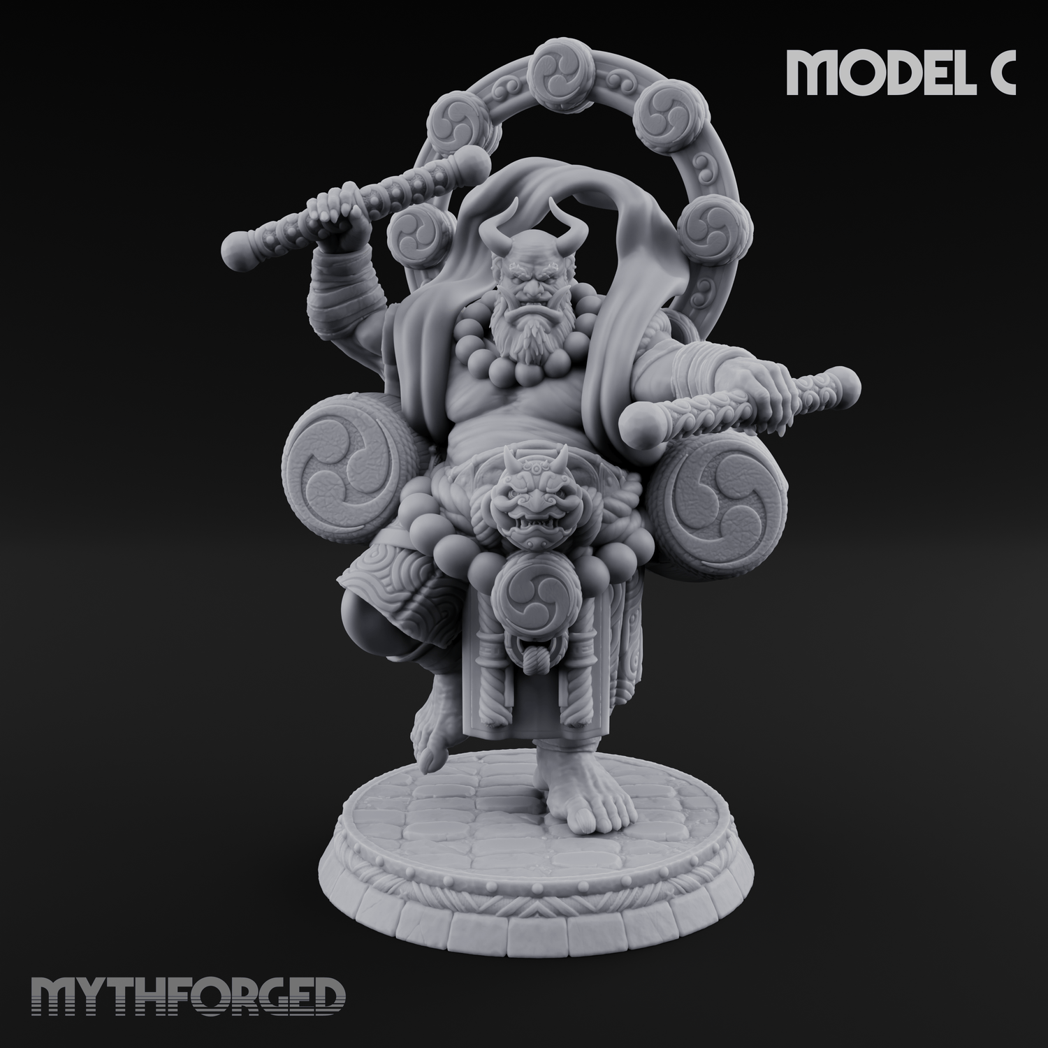 Turned Townsfolk Oni Fighters C Miniature for Dungeons and Dragons, Pathfinder or other TTRPGs