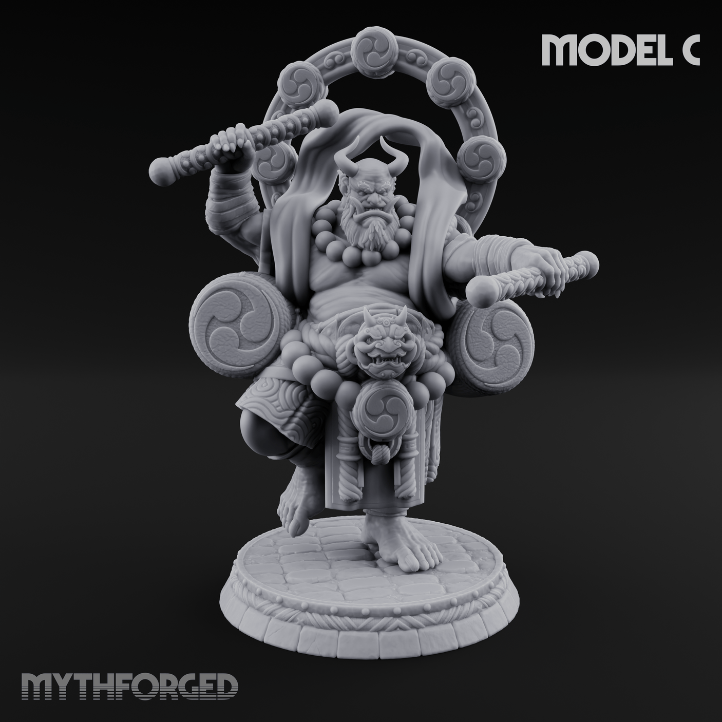 Turned Townsfolk Oni Fighters C Miniature for Dungeons and Dragons, Pathfinder or other TTRPGs