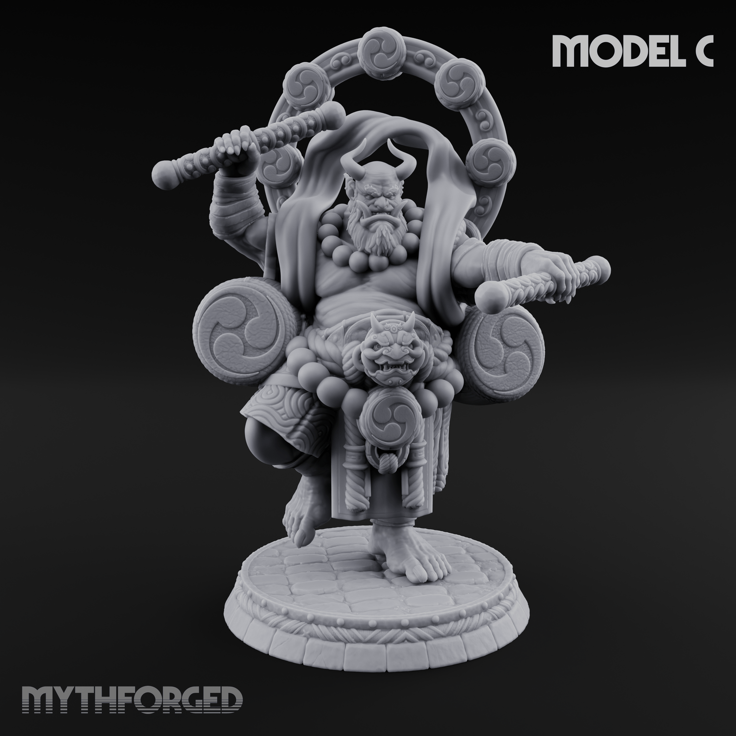 Turned Townsfolk Oni Fighters C Miniature for Dungeons and Dragons, Pathfinder or other TTRPGs