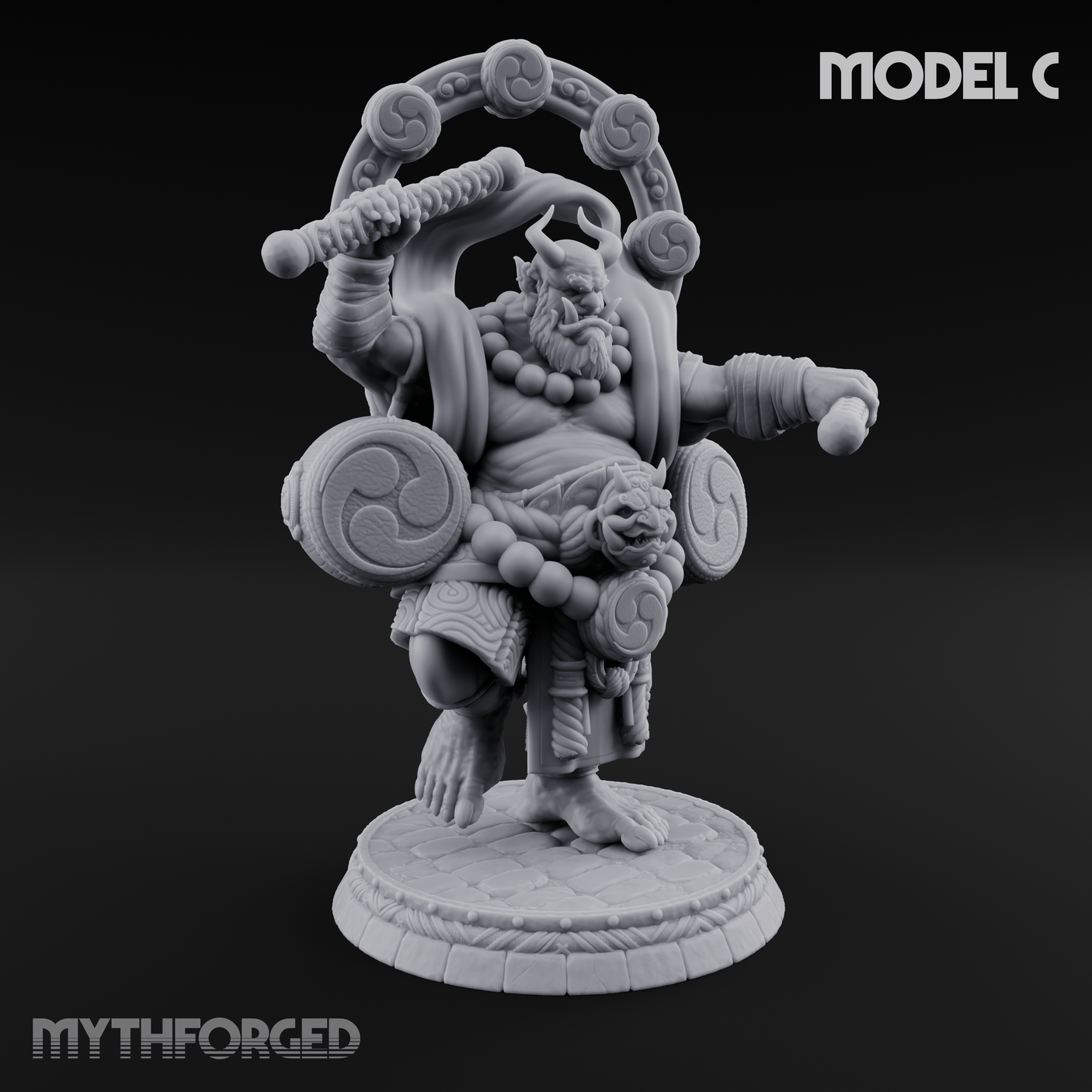 Turned Townsfolk Oni Fighters C Miniature for Dungeons and Dragons, Pathfinder or other TTRPGs