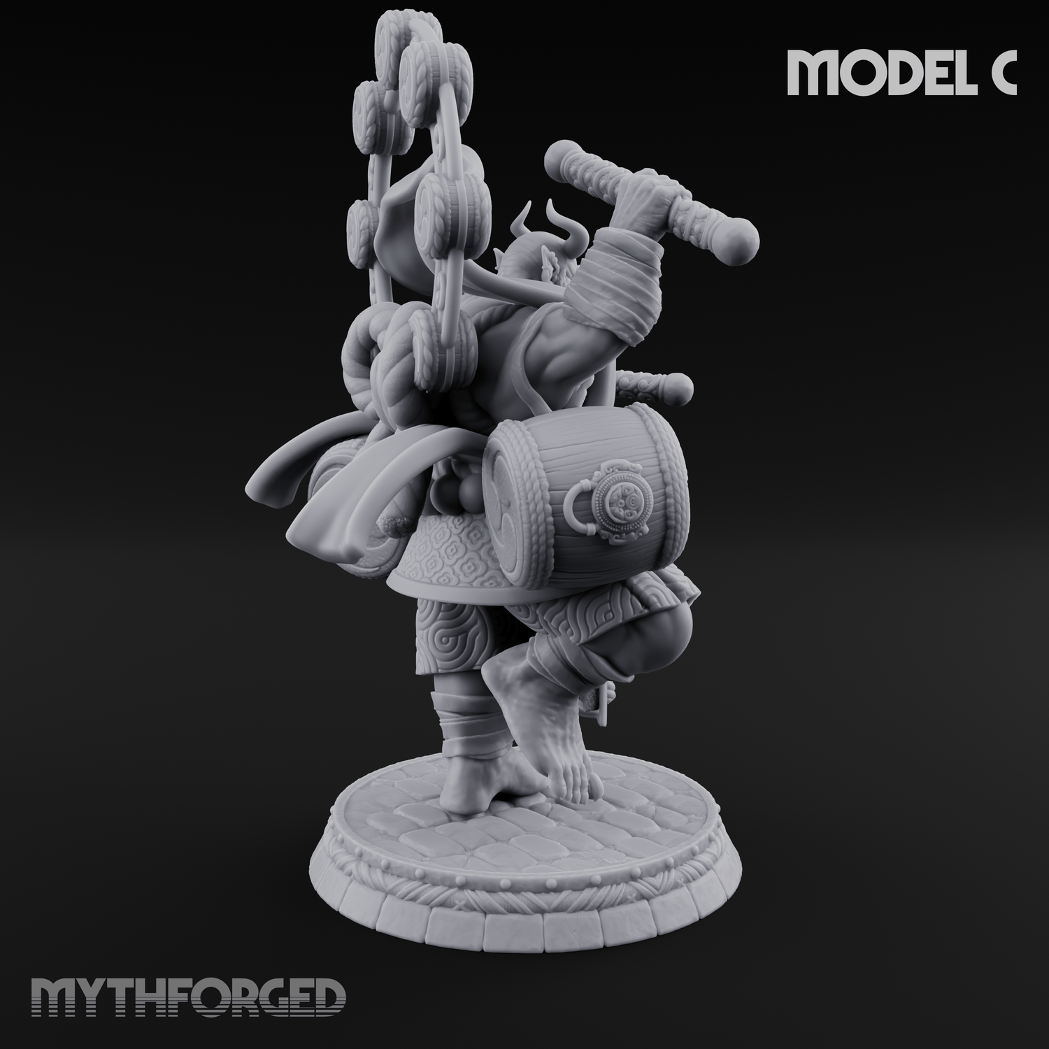 Turned Townsfolk Oni Fighters C Miniature for Dungeons and Dragons, Pathfinder or other TTRPGs