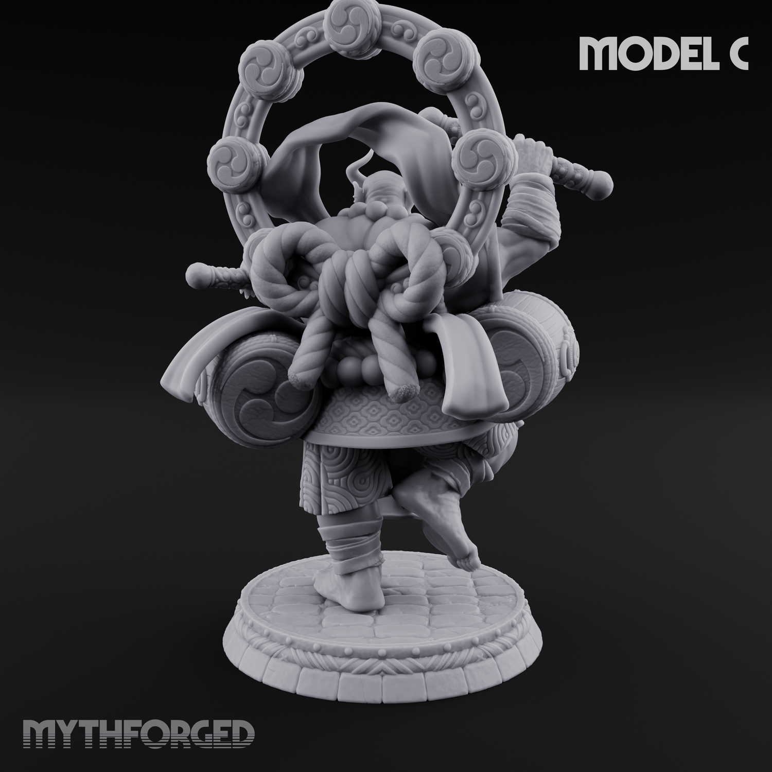 Turned Townsfolk Oni Fighters C Miniature for Dungeons and Dragons, Pathfinder or other TTRPGs
