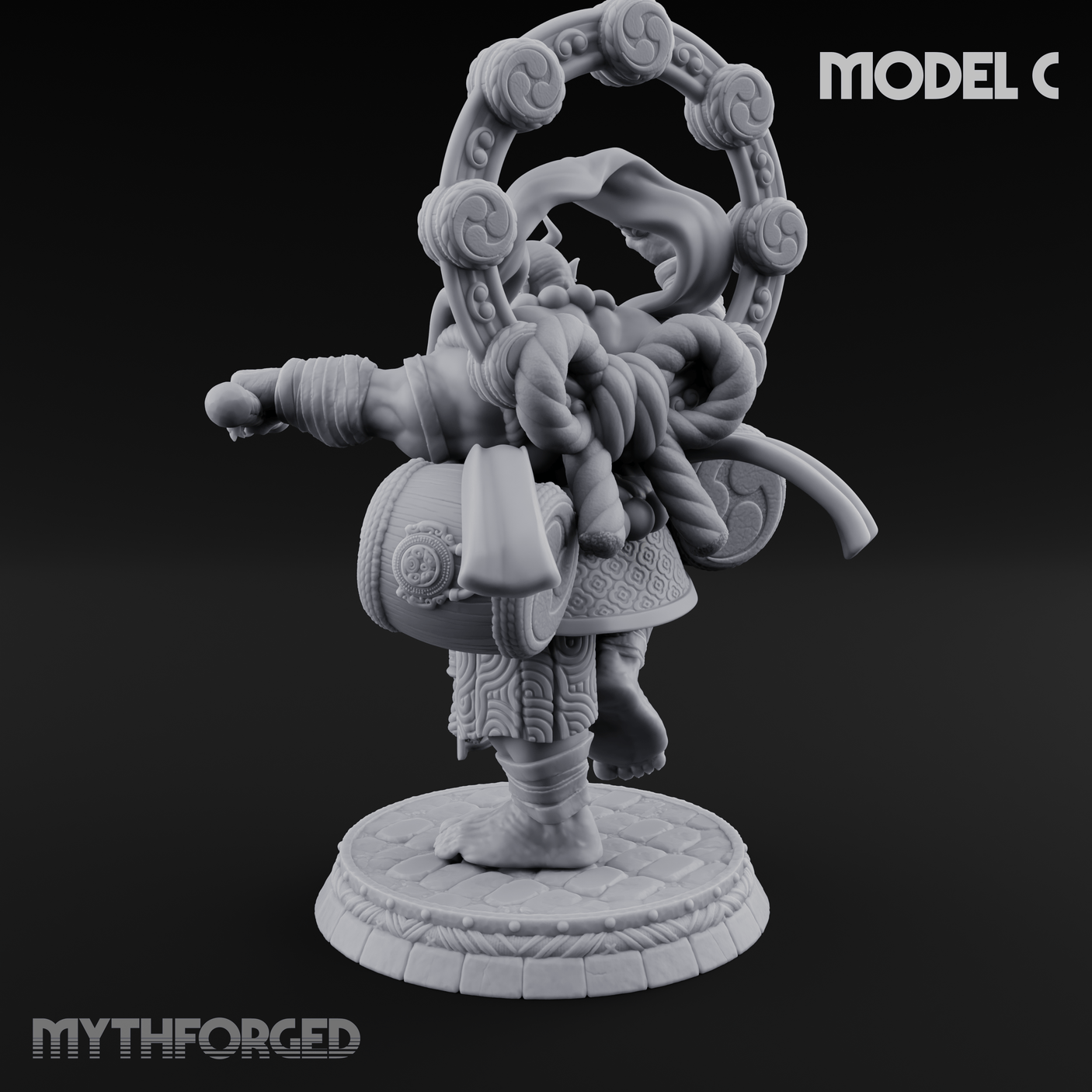 Turned Townsfolk Oni Fighters C Miniature for Dungeons and Dragons, Pathfinder or other TTRPGs