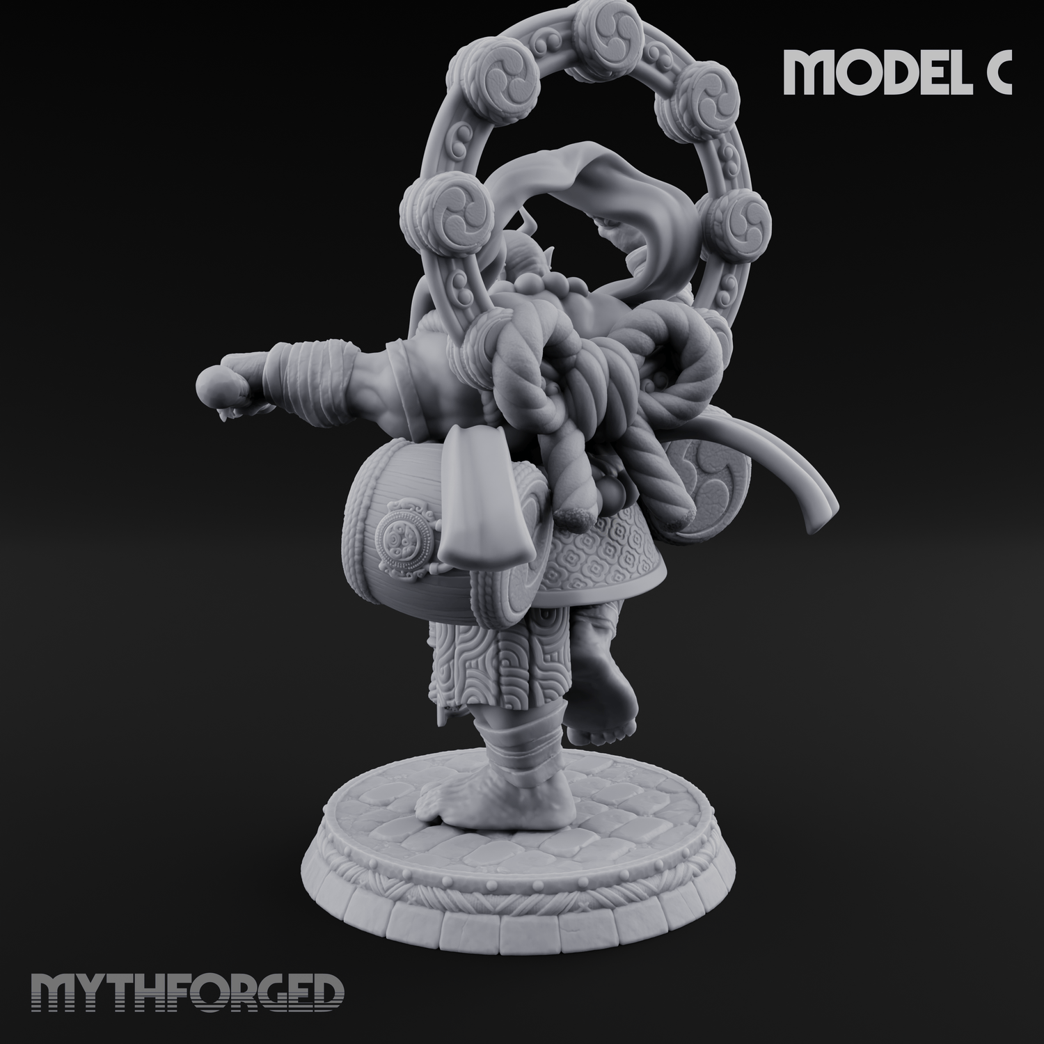 Turned Townsfolk Oni Fighters C Miniature for Dungeons and Dragons, Pathfinder or other TTRPGs