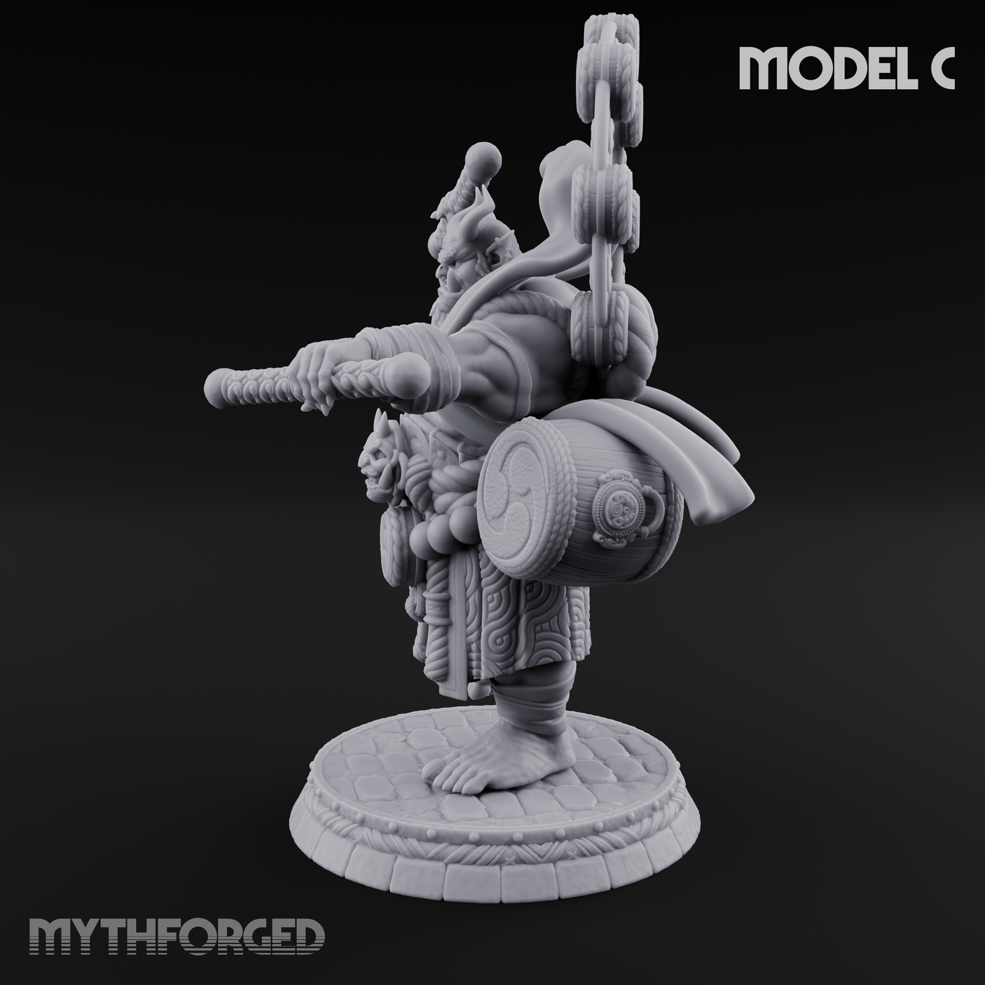 Turned Townsfolk Oni Fighters C Miniature for Dungeons and Dragons, Pathfinder or other TTRPGs
