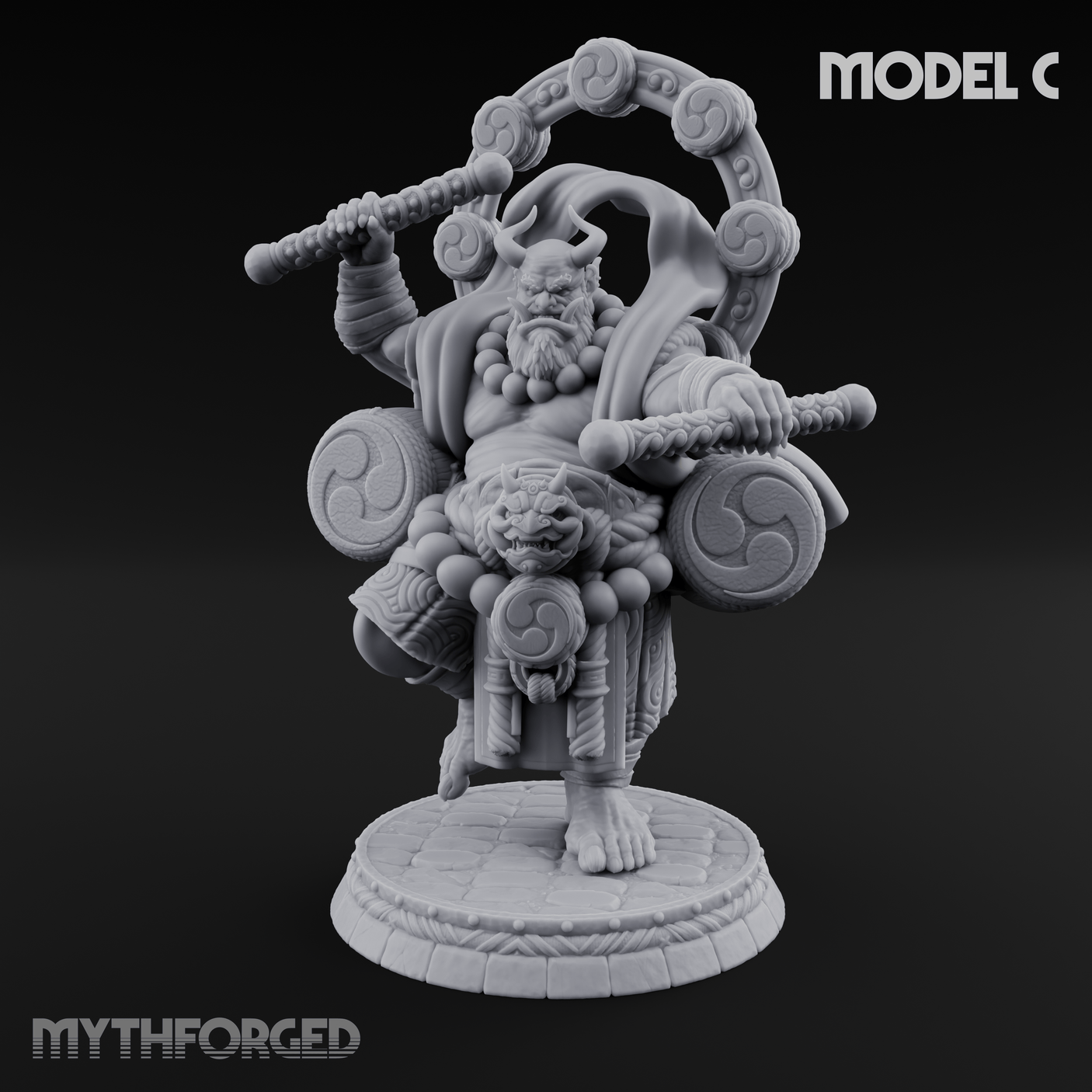 Turned Townsfolk Oni Fighters C Miniature for Dungeons and Dragons, Pathfinder or other TTRPGs