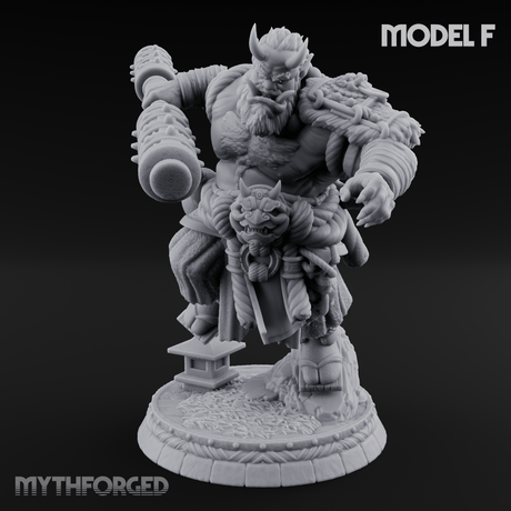 Turned Townsfolk Oni Fighters Miniature for Dungeons and Dragons, Pathfinder or other TTRPGs
