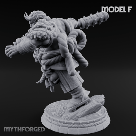 Turned Townsfolk Oni Fighters F Miniature for Dungeons and Dragons, Pathfinder or other TTRPGs