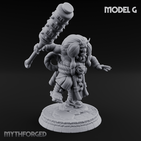Turned Townsfolk Oni Fighters G Miniature for Dungeons and Dragons, Pathfinder or other TTRPGs