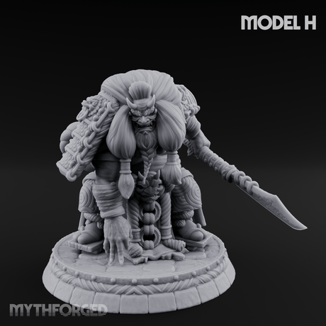 Turned Townsfolk Oni Fighters Miniature for Dungeons and Dragons, Pathfinder or other TTRPGs