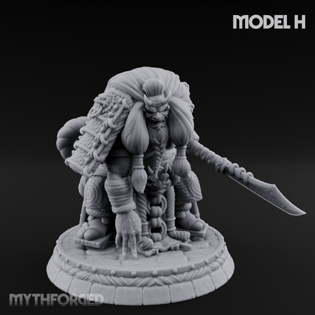 Turned Townsfolk Oni Fighters Miniature for Dungeons and Dragons, Pathfinder or other TTRPGs