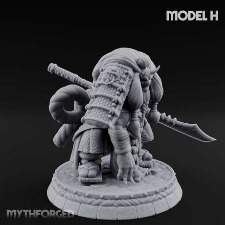 Turned Townsfolk Oni Fighters Miniature for Dungeons and Dragons, Pathfinder or other TTRPGs