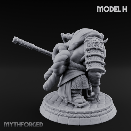 Turned Townsfolk Oni Fighters H Miniature for Dungeons and Dragons, Pathfinder or other TTRPGs