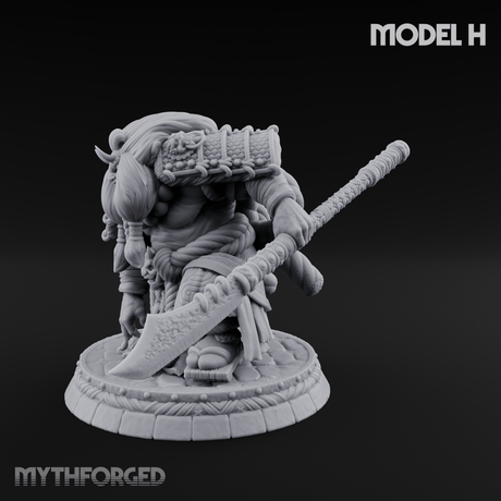 Turned Townsfolk Oni Fighters H Miniature for Dungeons and Dragons, Pathfinder or other TTRPGs