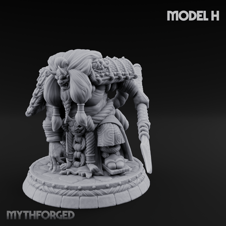 Turned Townsfolk Oni Fighters H Miniature for Dungeons and Dragons, Pathfinder or other TTRPGs