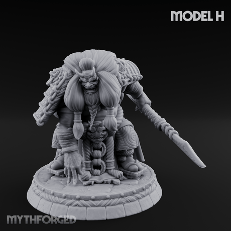 Turned Townsfolk Oni Fighters H Miniature for Dungeons and Dragons, Pathfinder or other TTRPGs