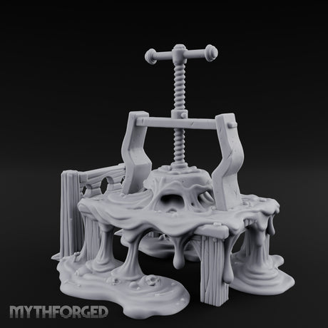 Ooze-Drenched Screw-Cranked Skull Crusher Press Miniature for Dungeons and Dragons, Pathfinder or other TTRPGs
