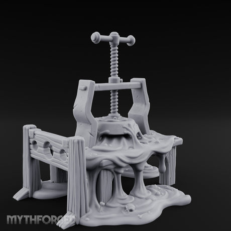 Ooze-Drenched Screw-Cranked Skull Crusher Press Miniature for Dungeons and Dragons, Pathfinder or other TTRPGs