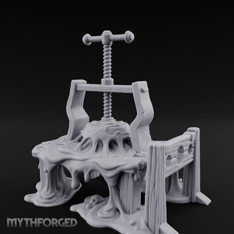 Ooze-Drenched Screw-Cranked Skull Crusher Press Miniature for Dungeons and Dragons, Pathfinder or other TTRPGs