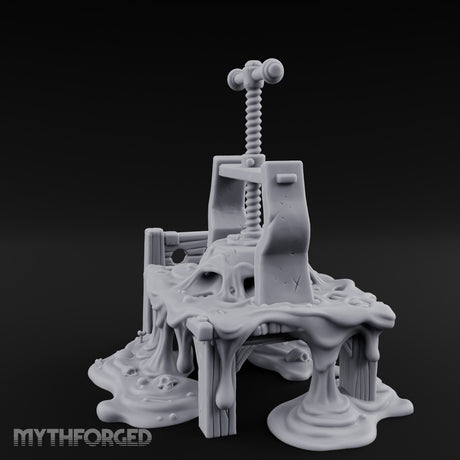 Ooze-Drenched Screw-Cranked Skull Crusher Press Miniature for Dungeons and Dragons, Pathfinder or other TTRPGs