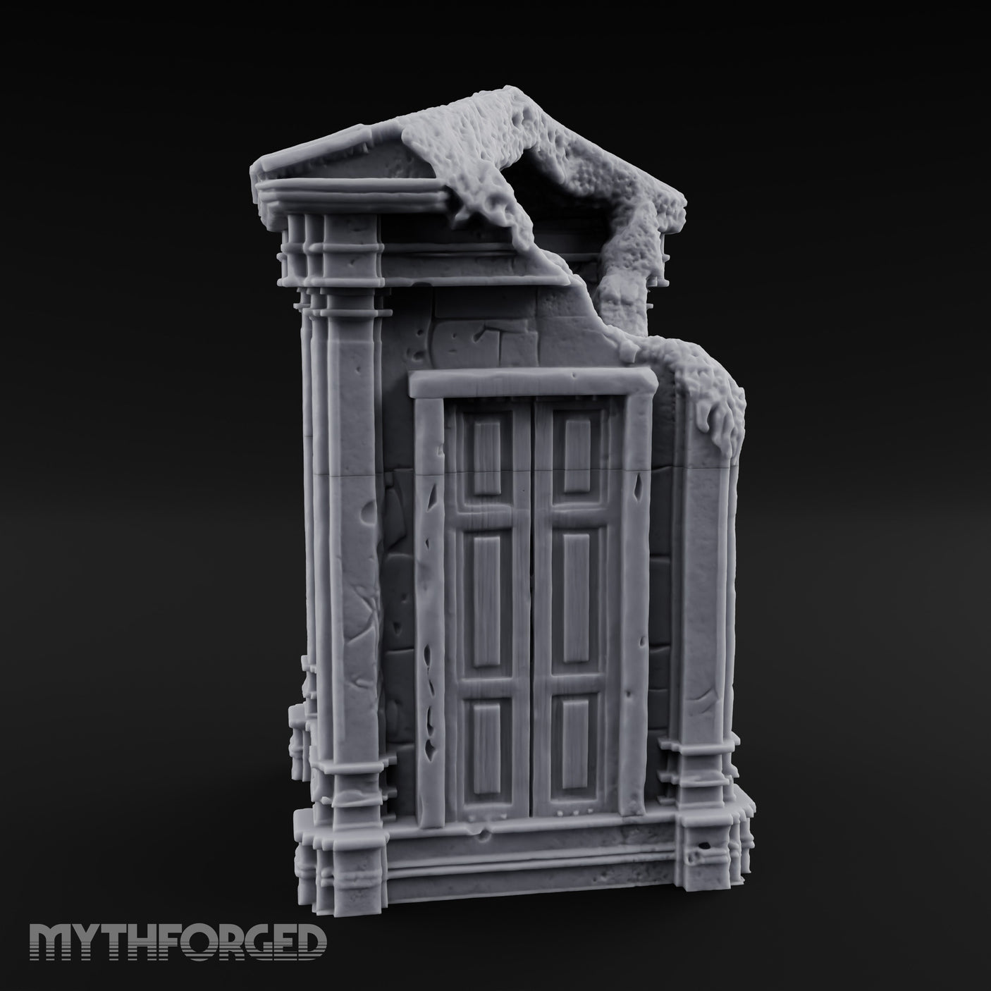 Ooze-Encrusted Pediment-Broken Manor Doorway Ruins Miniature for Dungeons and Dragons, Pathfinder or other TTRPGs