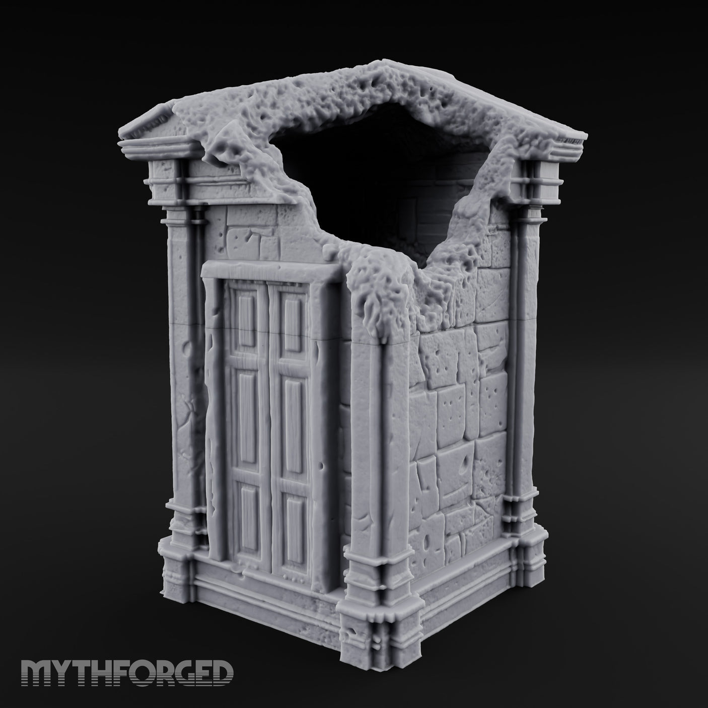 Ooze-Encrusted Pediment-Broken Manor Doorway Ruins Miniature for Dungeons and Dragons, Pathfinder or other TTRPGs