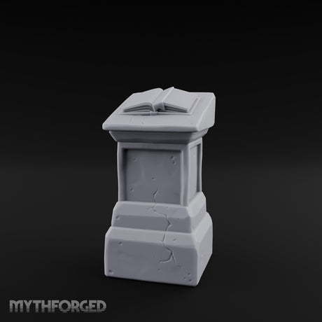 Open-Book Fracture-Lined Stone Lectern Pedestal Miniature for Dungeons and Dragons, Pathfinder or other TTRPGs