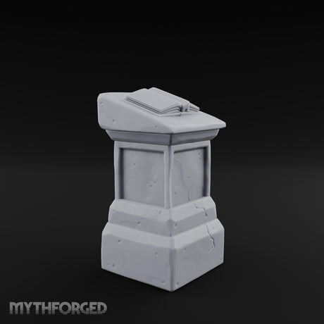 Open-Book Fracture-Lined Stone Lectern Pedestal Miniature for Dungeons and Dragons, Pathfinder or other TTRPGs