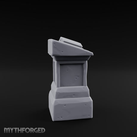 Open-Book Fracture-Lined Stone Lectern Pedestal Miniature for Dungeons and Dragons, Pathfinder or other TTRPGs