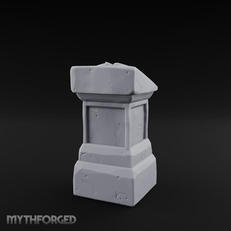Open-Book Fracture-Lined Stone Lectern Pedestal Miniature for Dungeons and Dragons, Pathfinder or other TTRPGs