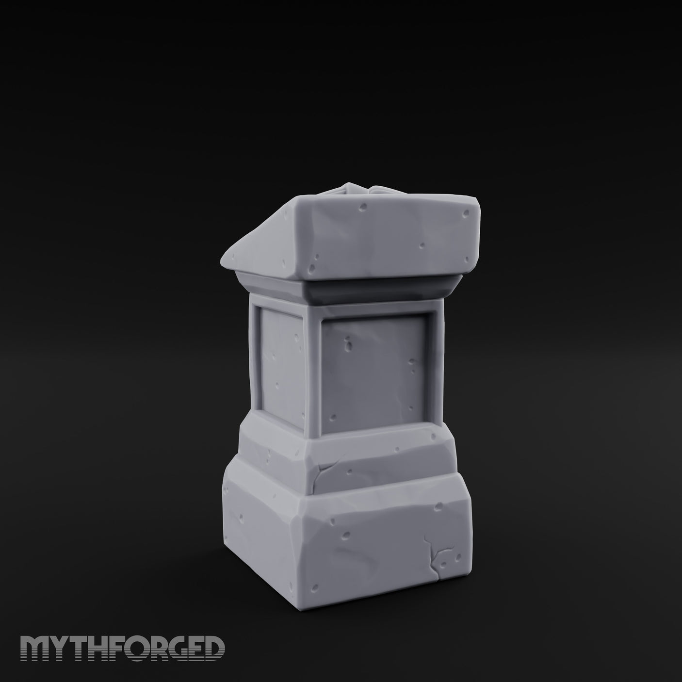Open-Book Fracture-Lined Stone Lectern Pedestal Miniature for Dungeons and Dragons, Pathfinder or other TTRPGs