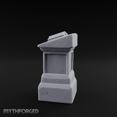 Open-Book Fracture-Lined Stone Lectern Pedestal Miniature for Dungeons and Dragons, Pathfinder or other TTRPGs