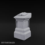 Open-Book Fracture-Lined Stone Lectern Pedestal Miniature for Dungeons and Dragons, Pathfinder or other TTRPGs