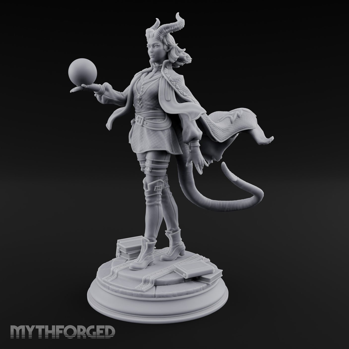 Orb Aloft Tiefling Sorcerer Miniature for Dungeons and Dragons, Pathfinder or other TTRPGs