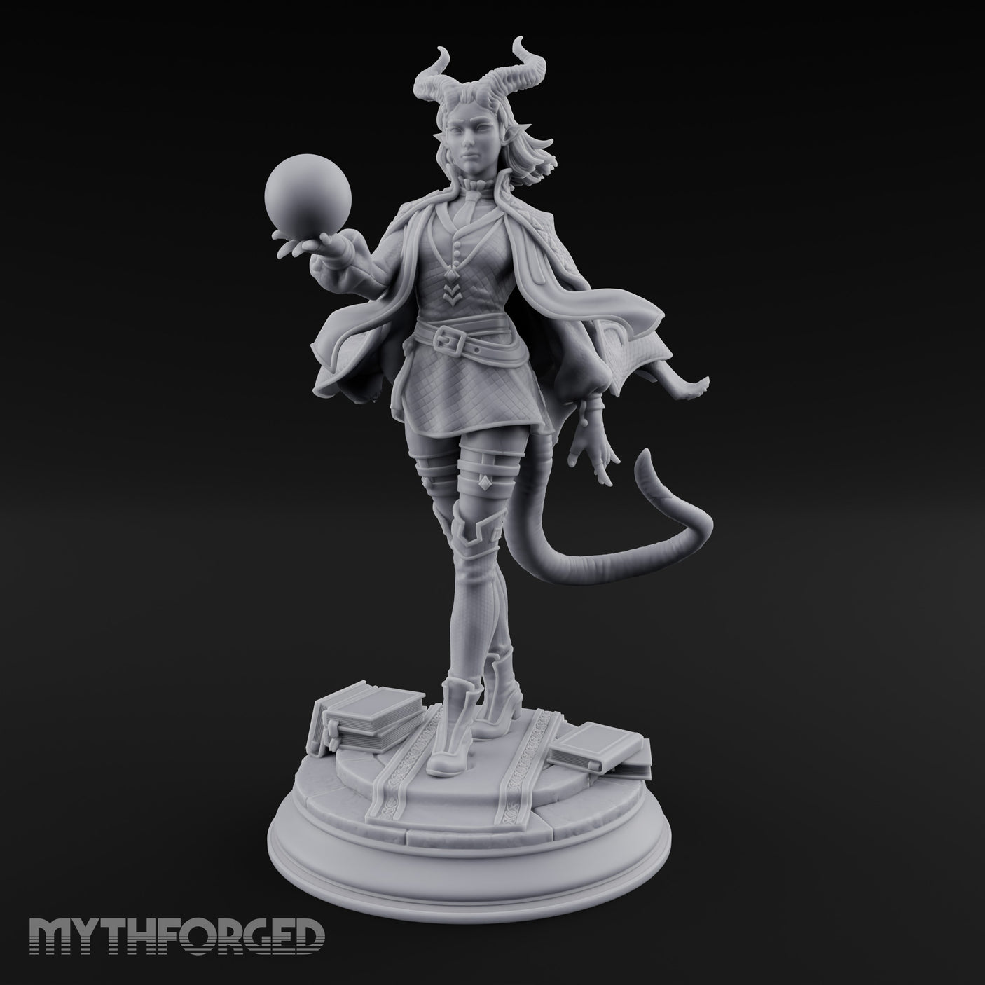 Orb Aloft Tiefling Sorcerer Miniature for Dungeons and Dragons, Pathfinder or other TTRPGs