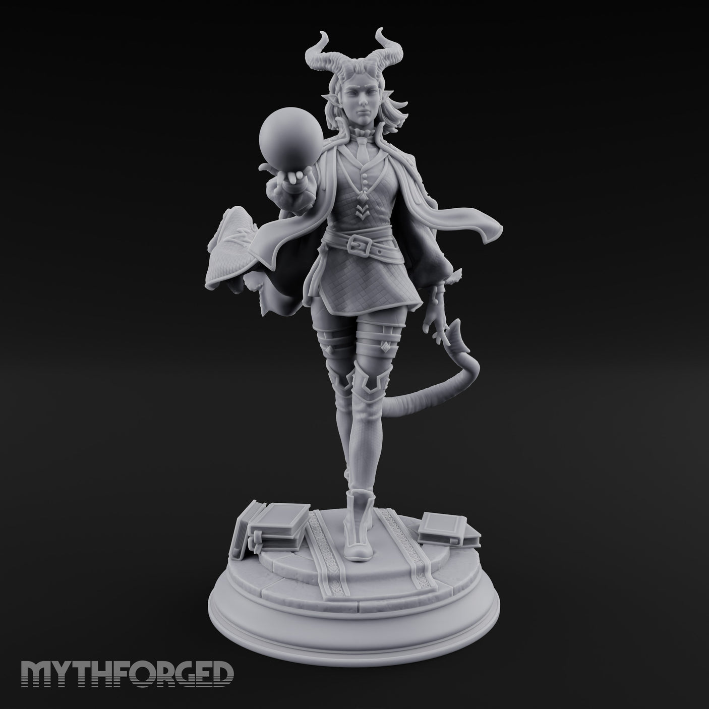 Orb Aloft Tiefling Sorcerer Miniature for Dungeons and Dragons, Pathfinder or other TTRPGs